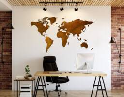 Large Corten Steel World Map, Detailed Metal Wall Art - thumbnail 1