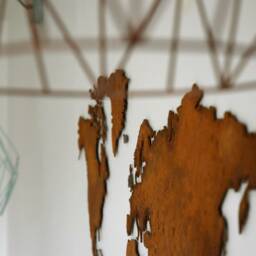 Large Corten Steel World Map, Detailed Metal Wall Art - thumbnail 2