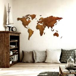 Large Corten Steel World Map, Detailed Metal Wall Art - thumbnail 4