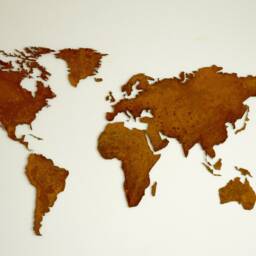 Large Corten Steel World Map, Detailed Metal Wall Art - thumbnail 3