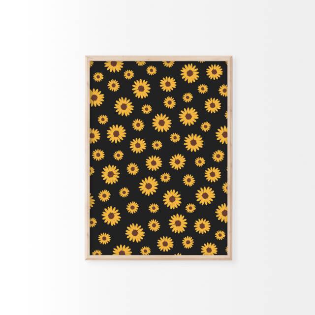 Cute Sunflower Print - Flower Print, Retro Wall Art, Minimal Living Room Bedroom Home Decor, Boho Style, Colourful Art - image 1