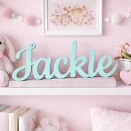 Personalized Wooden Name Sign For Nursery - Custom Baby Decor Kids Room Shelf Or Wall - thumbnail 2