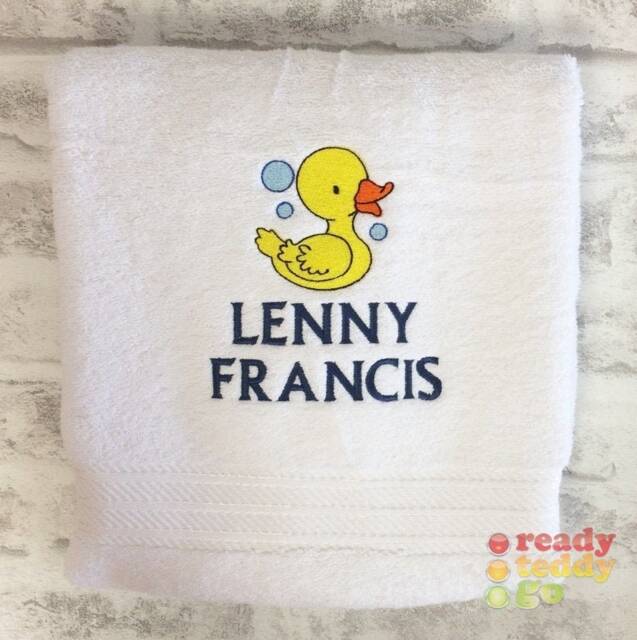 Personalised Swimming/Bath Towel Sheet Duck & Bubbles Embroidered Unisex Boys Girls Children's Kids With Any Name 500Gsm - image 1
