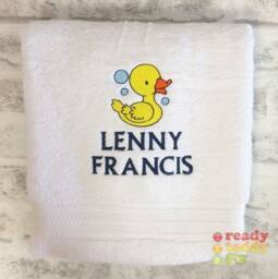 Personalised Swimming/Bath Towel Sheet Duck & Bubbles Embroidered Unisex Boys Girls Children's Kids With Any Name 500Gsm - thumbnail 1