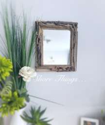 "Driftwood Mirror Natural Isle Of Wight Beach Home Decor Nautical Wall Hanging 12""x14" - thumbnail 1