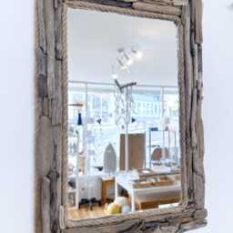 "Driftwood Mirror Natural Isle Of Wight Beach Home Decor Nautical Wall Hanging 12""x14" - thumbnail 3