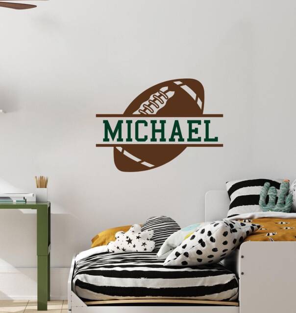 American Football Wall Decal Custom Boys Name, Sports Teen Room Decor Ww273 - image 1