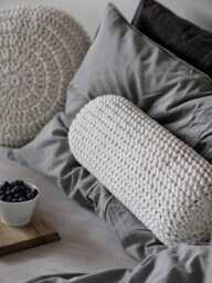 Chunky Knit Bolster Pillow Cosy Neutral Home Decor - thumbnail 1