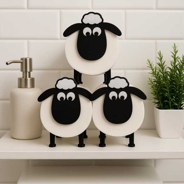 Funny Sheep Toilet Paper Roll Holder Bathroom & Organiser Accessories Home Indoor Storage Decor - Set Of 3 Loo - image 1