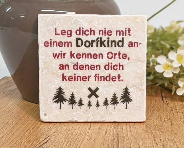 Village Children Village Life Saying Tile/Vintage Natural Stone Coaster - image 1