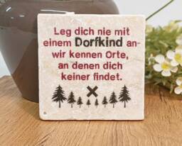 Village Children Village Life Saying Tile/Vintage Natural Stone Coaster - thumbnail 1