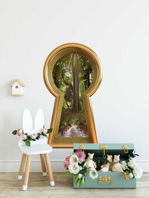 3D Keyhole Fabric Wall Decal - Dragonfly Enchanted Forest 3D Sticker Wonderland Removable & Repositionable - image 1