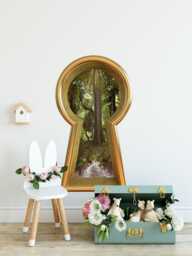 3D Keyhole Fabric Wall Decal - Dragonfly Enchanted Forest 3D Sticker Wonderland Removable & Repositionable