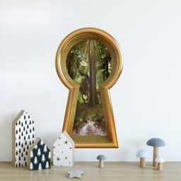 3D Keyhole Fabric Wall Decal - Dragonfly Enchanted Forest 3D Sticker Wonderland Removable & Repositionable - thumbnail 2