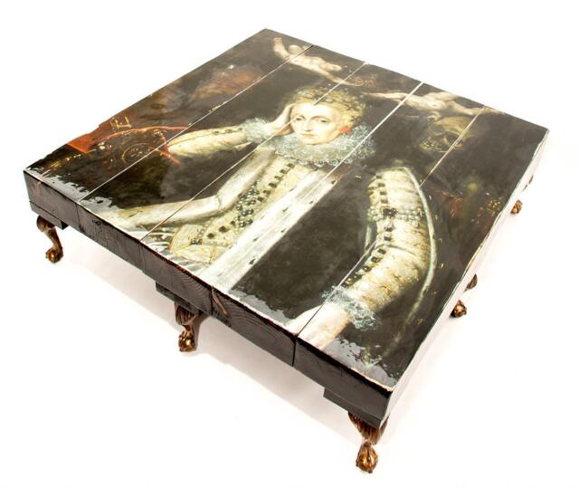Queen Elizabeth I Reclaimed Wood Coffee Table - Bespoke Artisan Crafted Ball & Claw Legs - image 1