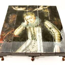 Queen Elizabeth I Reclaimed Wood Coffee Table - Bespoke Artisan Crafted Ball & Claw Legs - thumbnail 3