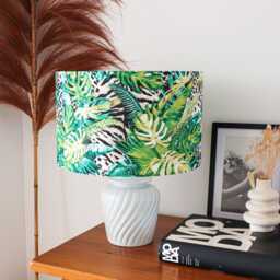 Handcrafted Green Jungle Leopard Lampshade Modern Boho Decor - thumbnail 3
