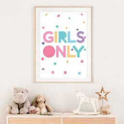 Girls Only Print, Bedroom Decor, Posters, Wall Art, Pastel Colours Pink, Playroom Room, Toddler - thumbnail 2