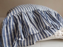 Striped Linen Pillowcase With Ruffles Nautical Style Washed Pillow Sham