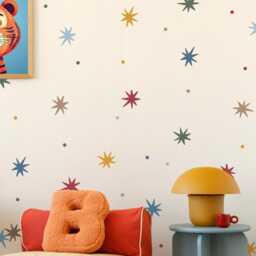 Whimsical Stars & Dots Fabric Wall Stickers Peel & Stick Kids Nursery Decor, Removable & Repositionable - thumbnail 2