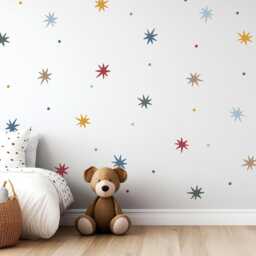 Whimsical Stars & Dots Fabric Wall Stickers Peel & Stick Kids Nursery Decor, Removable & Repositionable