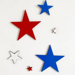 Set Of 6 Wooden Stars Boys/Girls Bedroom Wall Door Decor Accessories - thumbnail 3