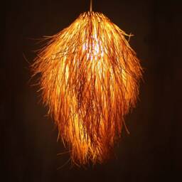 Handwoven Rattan Pendant Light, Thin Lighting Fixture, Romantic Ceiling Lamp, 4 Color Options - thumbnail 2