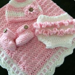 Twin Gift Set - Crochet Blue Baby Blanket Pink & For Twins - thumbnail 3