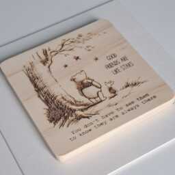 Cute Winnie The Pooh & Piglet Engraved Wood Art Gift - Valentine's Day Or Birthday For Special Friend Friends Are Like Stars Quote - thumbnail 3