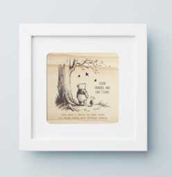Cute Winnie The Pooh & Piglet Engraved Wood Art Gift - Valentine's Day Or Birthday For Special Friend Friends Are Like Stars Quote - thumbnail 1