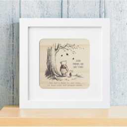 Cute Winnie The Pooh & Piglet Engraved Wood Art Gift - Valentine's Day Or Birthday For Special Friend Friends Are Like Stars Quote - thumbnail 2