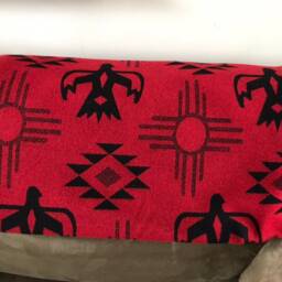 Wool Blend Blanket Throw in Red & Black Thunderbird Sun Print - thumbnail 2
