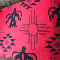 Wool Blend Blanket Throw in Red & Black Thunderbird Sun Print - thumbnail 3