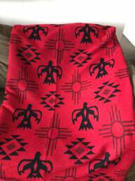 Wool Blend Blanket Throw in Red & Black Thunderbird Sun Print - thumbnail 1