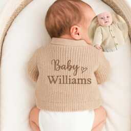Personalised Unisex Baby Blanket & Cardigan Gift Set - Embroidered Name Shawl Newborn Boy Girl Babyshower Christening Keepsake - thumbnail 3