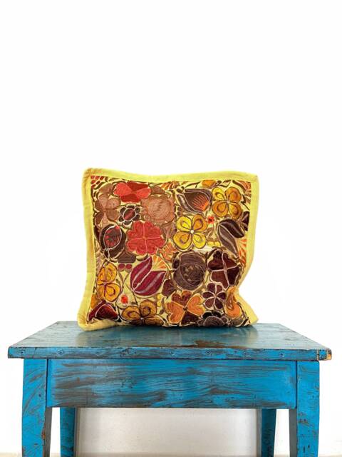 Mexican Floral Embroidered Pillow Cover, Cotton Decorative - image 1