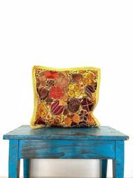 Mexican Floral Embroidered Pillow Cover, Cotton Decorative - thumbnail 1