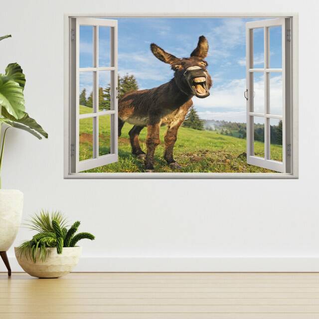 Funny Donkey At Sunset 3D Window View Wall Sticker Poster Decal A911 - image 1
