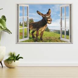 Funny Donkey At Sunset 3D Window View Wall Sticker Poster Decal A911 - thumbnail 2