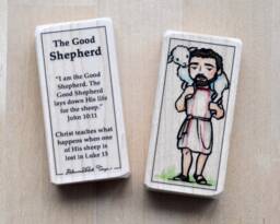 Jesus The Good Shepherd Patron Saint Block With Gift Bag // Catholic Toys By Almondrod