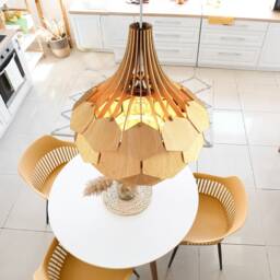 Mid-Modern Beech Wood Pendant Lamp Decorative Hanging Light - thumbnail 3