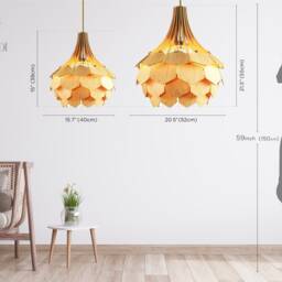 Mid-Modern Beech Wood Pendant Lamp Decorative Hanging Light - thumbnail 2