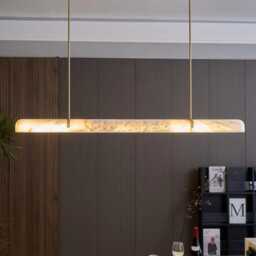 Ilraea Linear Alabaster Pendant Handmademodern Light, Brass Kitchen Island Chandelier, Luxury Marble Hanging Light - thumbnail 2