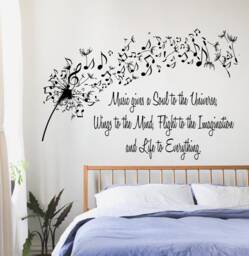 Dandelion Wall Decals Quote Music Gives A Soul To The Universe Vinyl Decal Sticker Flower Musical School Bedroom Dorm Decor Kg892