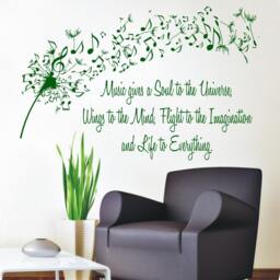 Dandelion Wall Decals Quote Music Gives A Soul To The Universe Vinyl Decal Sticker Flower Musical School Bedroom Dorm Decor Kg892 - thumbnail 2