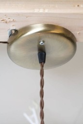 Antique Brass & Vintage Wood Handle Caged Trouble Light Pendant Shop - Plug in Or Hardwire Industrial Design - thumbnail 4
