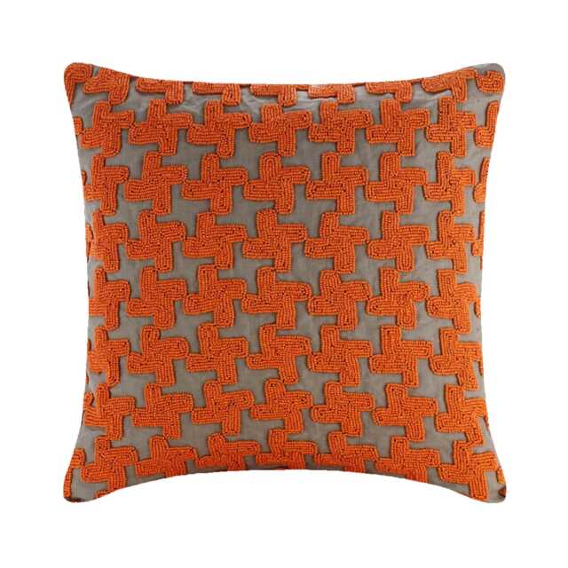 "Designer Lattice, Trellis, 3D Sequins, Texture Orange Sofa Throw Pillow Large 24""x24""/26""x26" - image 1