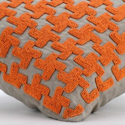 "Designer Lattice, Trellis, 3D Sequins, Texture Orange Sofa Throw Pillow Large 24""x24""/26""x26" - thumbnail 2