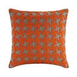 "Designer Lattice, Trellis, 3D Sequins, Texture Orange Sofa Throw Pillow Large 24""x24""/26""x26" - thumbnail 1