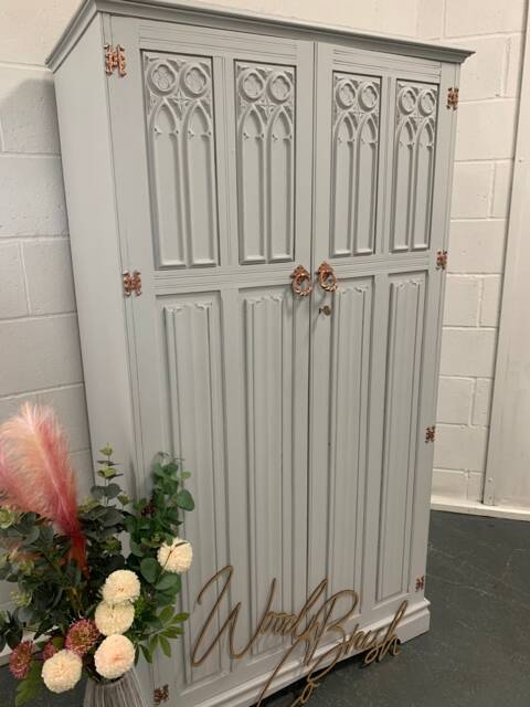 Custom Painted Vintage Wardrobe Old Charm Grey Copper Single Painted Bespoke Blue Gold You Choose Your Colour - image 1
